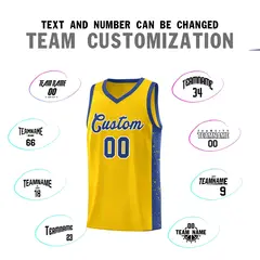 Gold Royal White Side Splash Basketball Jersey 4