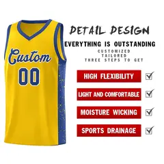 Gold Royal White Side Splash Basketball Jersey 5