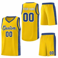 Gold Royal White Side Splash Basketball Jersey 6