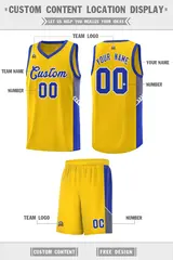 Gold Royal-White Side Stripe Fashion Basketball Jersey 2