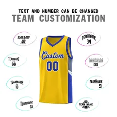 Gold Royal-White Side Stripe Fashion Basketball Jersey 4