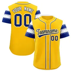 Gold Royal White Sleeve Flag Lace Baseball Jersey