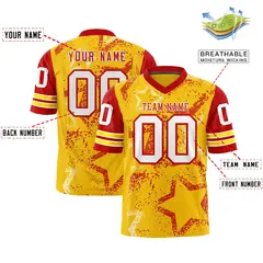 Gold Royal White Star Pattern Authentic Football Jersey 2