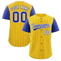 Gold Royal-White Stripe Raglan Baseball Jersey 1