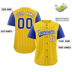 Gold Royal-White Stripe Raglan Baseball Jersey 2