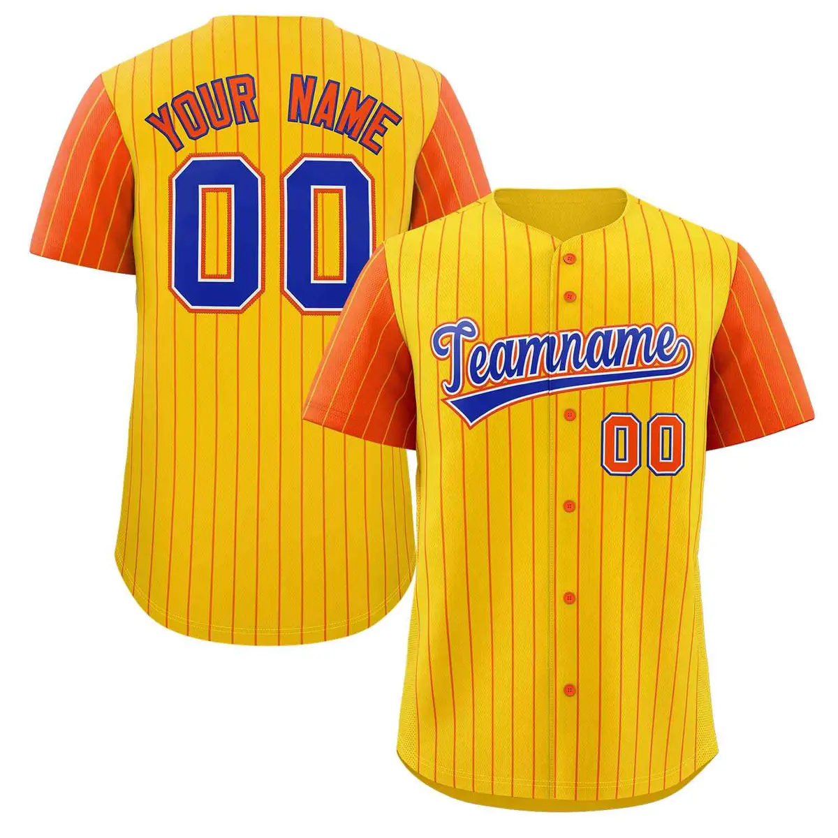 Gold Royal-White Stripe Raglan Baseball Jersey