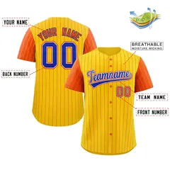Gold Royal-White Stripe Raglan Baseball Jersey 2
