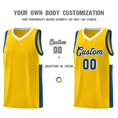 Gold Royal-White Two-Tone Classic Basketball Jersey 3