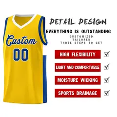 Gold Royal-White Two-Tone Classic Basketball Jersey 5