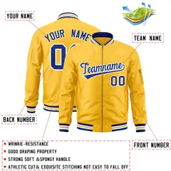 Gold Royal-White Varsity Full-Zip Letterman Bomber Jacket 2