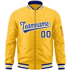 Gold Royal-White Varsity Full-Zip Letterman Bomber Jacket 3