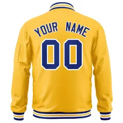 Gold Royal-White Varsity Full-Zip Letterman Bomber Jacket 4