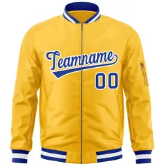Gold Royal-White Varsity Full-Zip Letterman Bomber Jacket 3