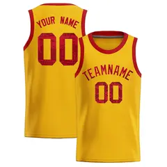 Gold Sequined Trim Athletic Basketball Jersey