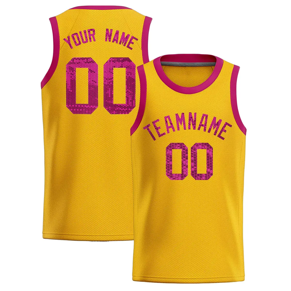 Gold Sequined Trim Athletic Basketball Jersey