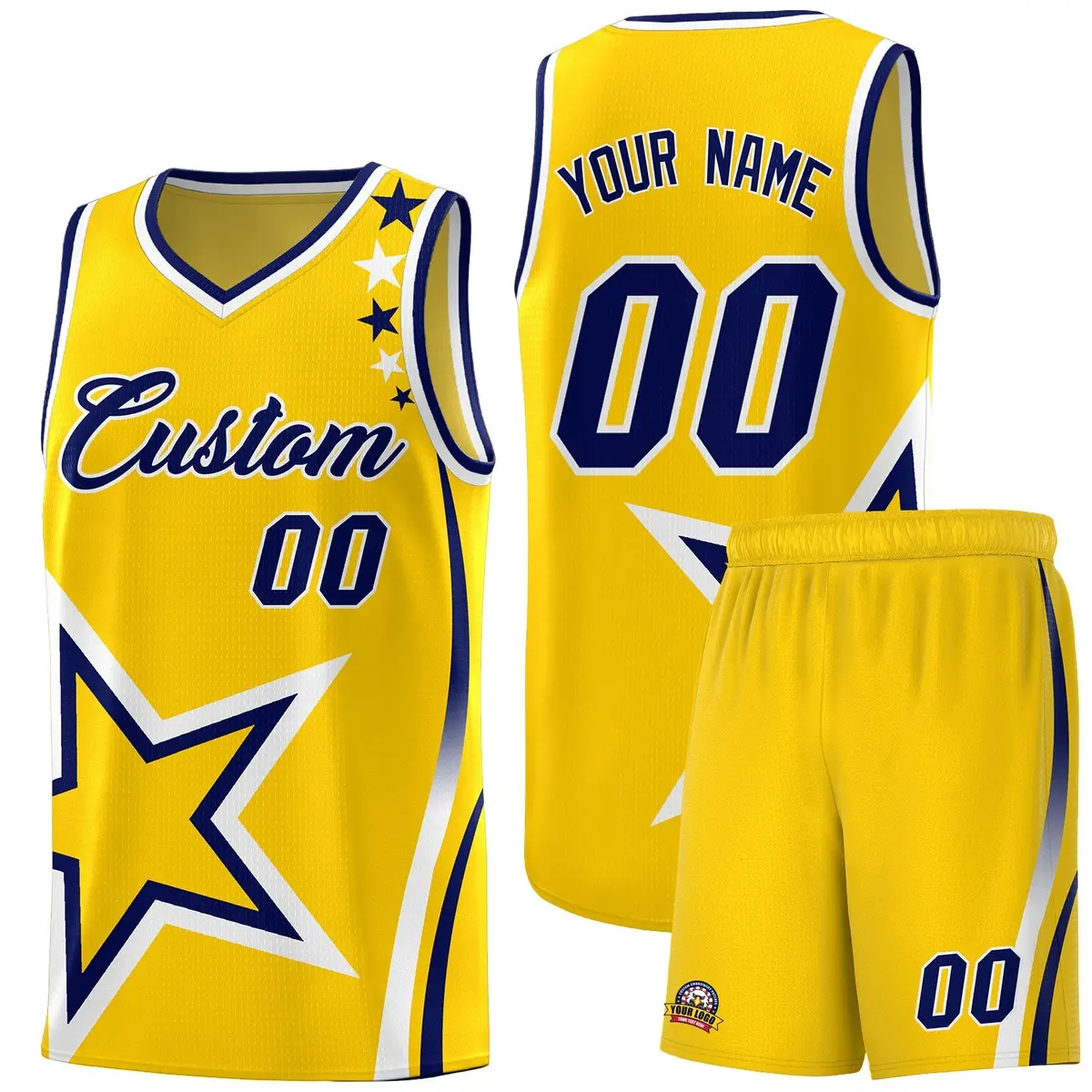 Gold Shoulder Stars Graffiti Basketball Jersey