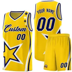 Gold Shoulder Stars Graffiti Basketball Jersey