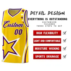 Gold Shoulder Stars Graffiti Basketball Jersey 2