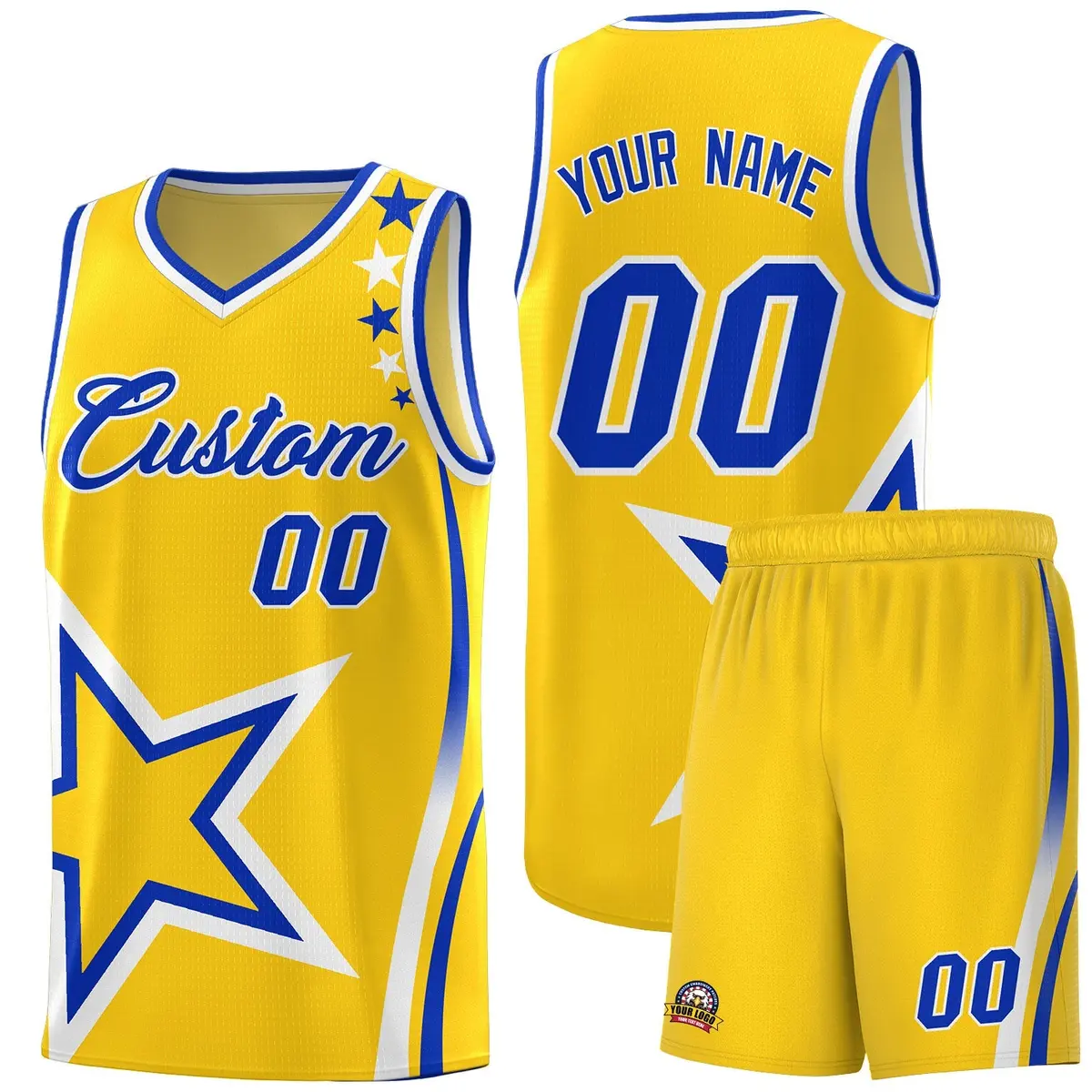 Gold Shoulder Stars Graffiti Basketball Jersey