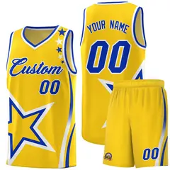 Gold Shoulder Stars Graffiti Basketball Jersey 1