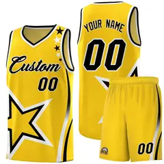 Gold Shoulder Stars Graffiti Basketball Jersey 1