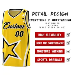 Gold Shoulder Stars Graffiti Basketball Jersey 2