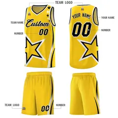 Gold Shoulder Stars Graffiti Basketball Jersey 5