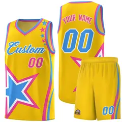 Gold Shoulder Stars Graffiti Basketball Jersey 1