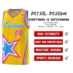 Gold Shoulder Stars Graffiti Basketball Jersey 2