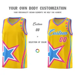 Gold Shoulder Stars Graffiti Basketball Jersey 3