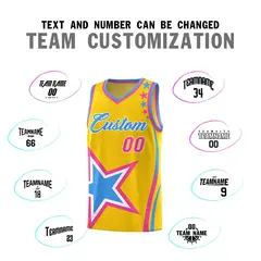 Gold Shoulder Stars Graffiti Basketball Jersey 4