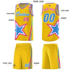 Gold Shoulder Stars Graffiti Basketball Jersey 5