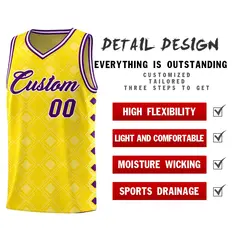 Gold Side Blocks Sports Uniform Basketball Jersey 2