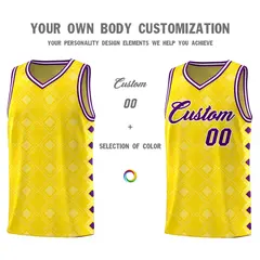 Gold Side Blocks Sports Uniform Basketball Jersey 3