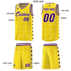 Gold Side Blocks Sports Uniform Basketball Jersey 5