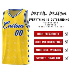 Gold Side Blocks Sports Uniform Basketball Jersey 2
