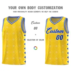 Gold Side Blocks Sports Uniform Basketball Jersey 3