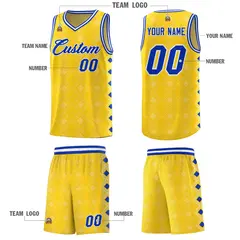 Gold Side Blocks Sports Uniform Basketball Jersey 5