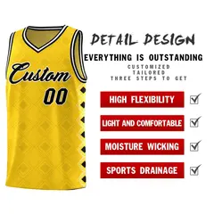 Gold Side Blocks Sports Uniform Basketball Jersey 2