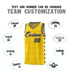 Gold Side Blocks Sports Uniform Basketball Jersey 4