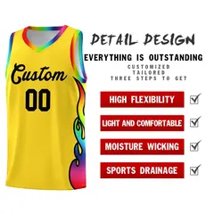 Gold Side Flame Basketball Jersey for Teams 2