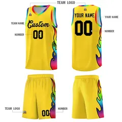 Gold Side Flame Basketball Jersey for Teams 5