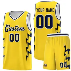 Gold Side Lightning Graffiti Basketball Jersey