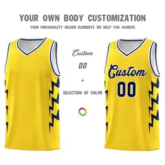 Gold Side Lightning Graffiti Basketball Jersey 3