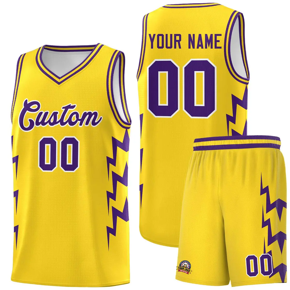 Gold Side Lightning Graffiti Basketball Jersey