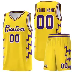 Gold Side Lightning Graffiti Basketball Jersey