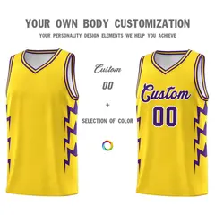 Gold Side Lightning Graffiti Basketball Jersey 3