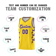 Gold Side Lightning Graffiti Basketball Jersey 4
