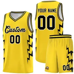 Gold Side Lightning Graffiti Basketball Jersey