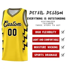 Gold Side Lightning Graffiti Basketball Jersey 2